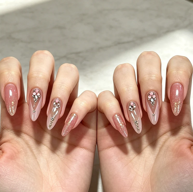Glittery Floral Nail Art Stornfield