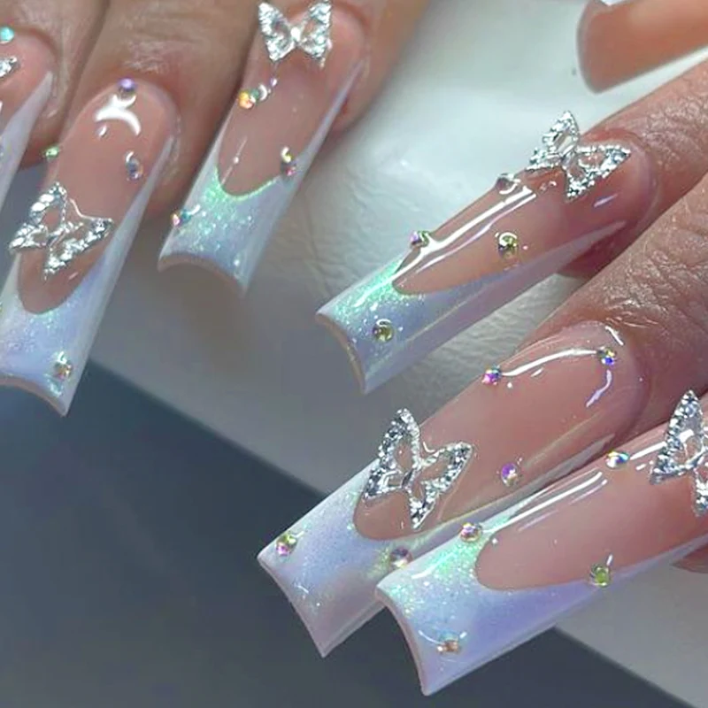 Glittery Butterfly Nail Art Extensions Stornfield