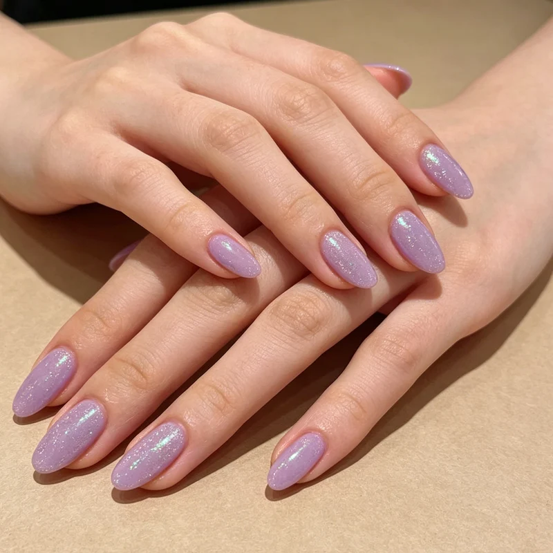 Glittery Almond-Shaped Nail Art Extensions Stornfield