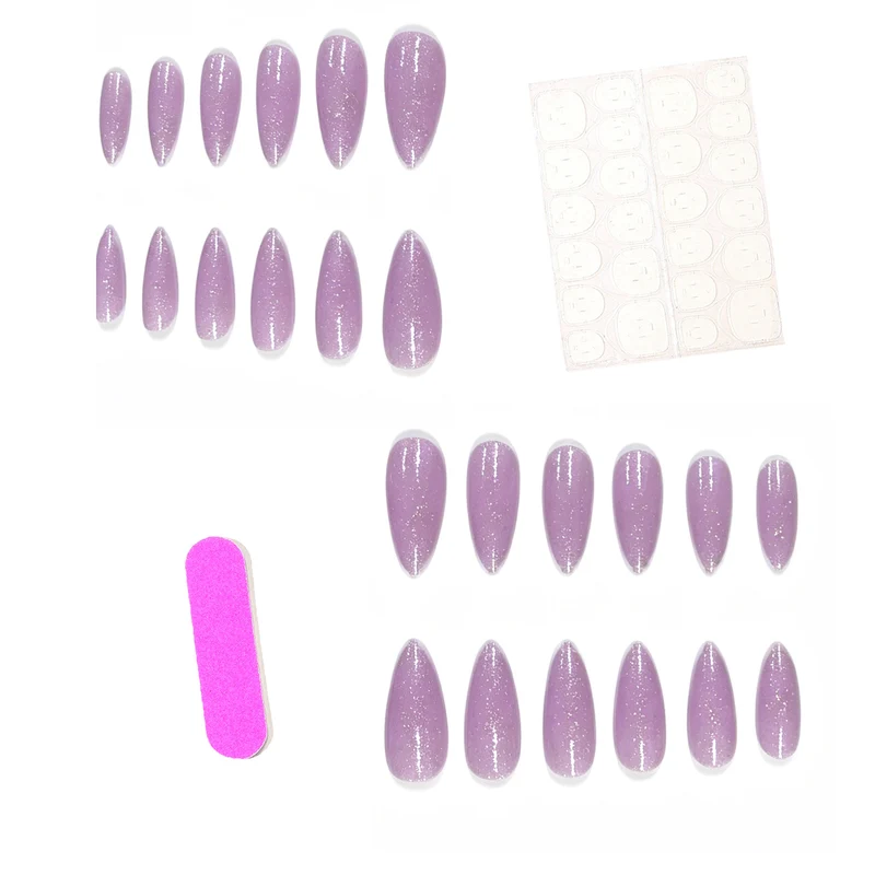 Glittery Almond-Shaped Nail Art Extensions Stornfield