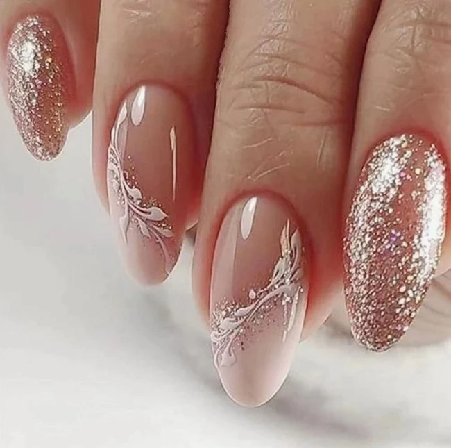 Glittering Floral Nail Art Stornfield