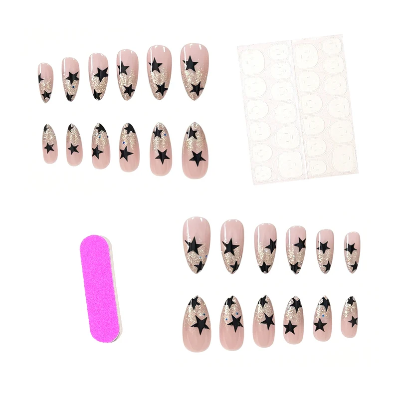 Glamorous Star-Themed Acrylic Nail Enhancements Stornfield