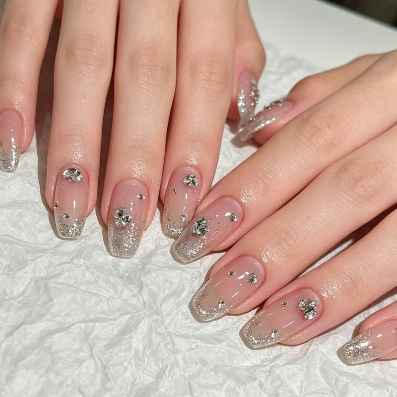 Glamorous Rhinestone Marble Nail Art Stornfield