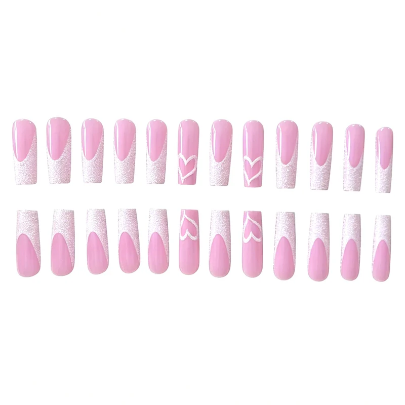 Glamorous Heart Design Acrylic Nail Extensions Stornfield