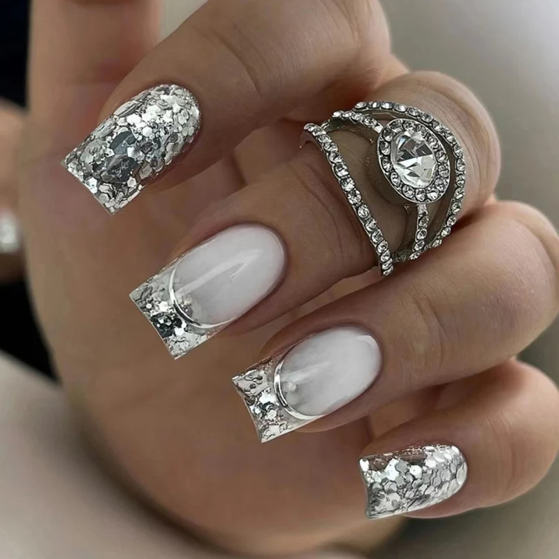 Glamorous Glittery Acrylic Nail Extensions Stornfield