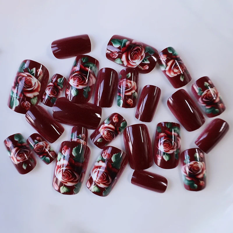 Floral Rose Acryl Nagelkunst Karnz