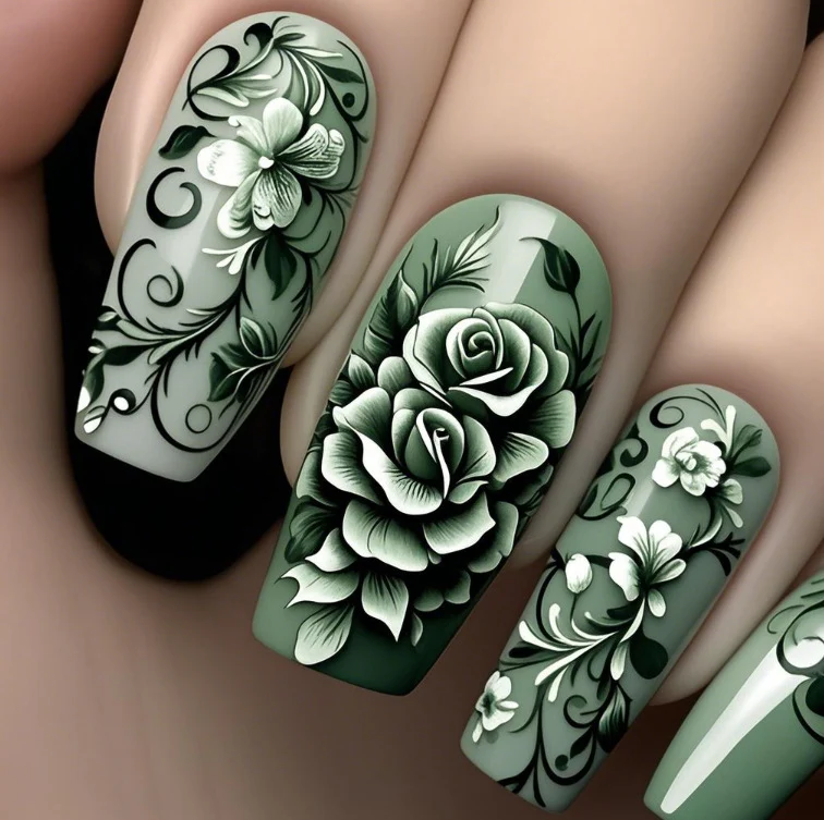 Blumenschnitt Nagelkunst Karnz