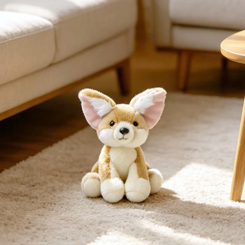 Plush Fennec Fox Sitting Soft Toy with Oversized Ears and Embroidered Features Stornfield