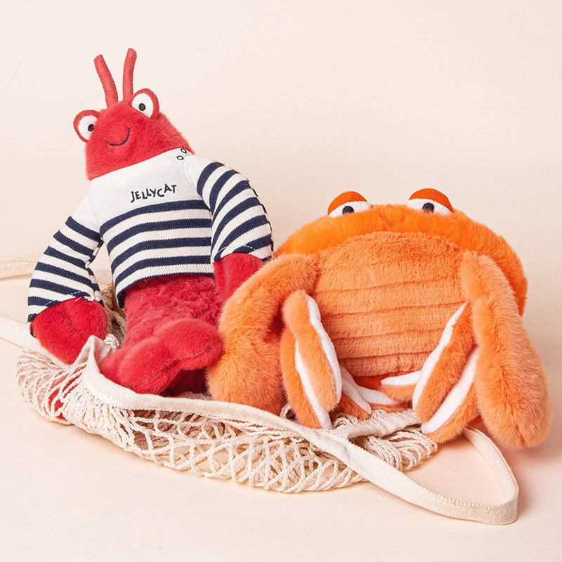 Plush Crab Hand Puppet with Soft Faux-Fur, Flexible Claw Flaps & Embroidered Eyes Stornfield