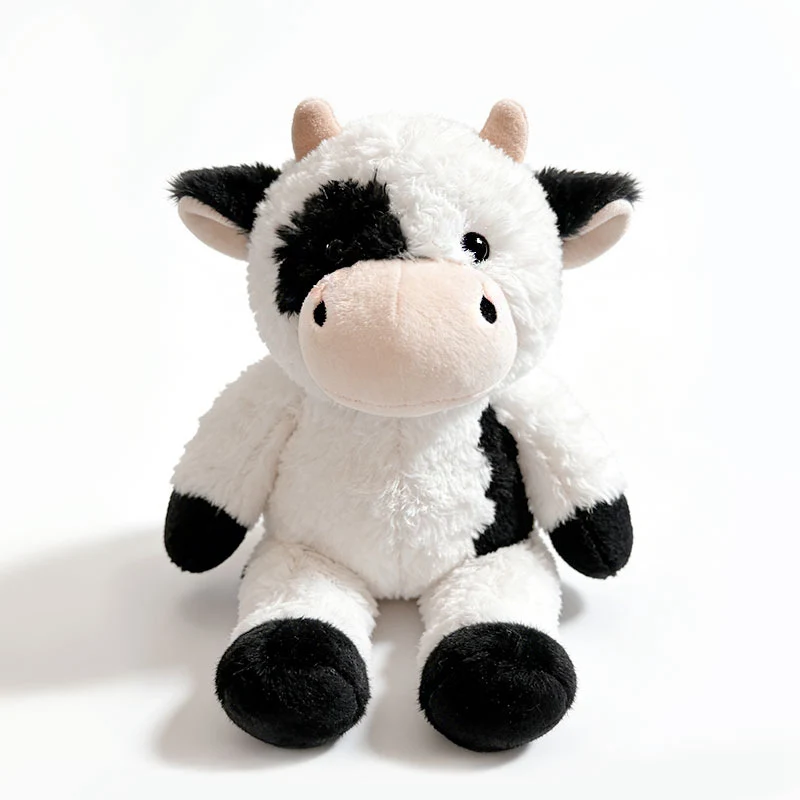 Plush Cow Cuddle Companion with Soft Faux-Fur, Embroidered Face & Huggable Snout Stornfield