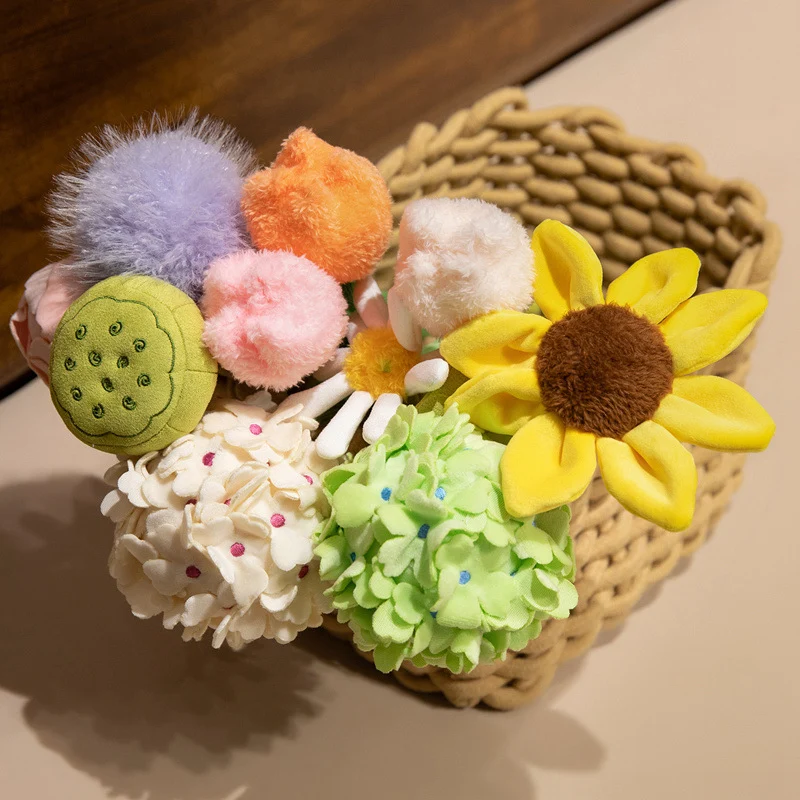 Plush Corduroy Tulip Cat Teaser Toy with Fluffy Pom Bud & Flexible Stem Stornfield