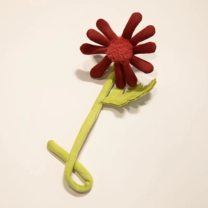 Plush Corduroy Tulip Cat Teaser Toy with Fluffy Pom Bud & Flexible Stem Stornfield