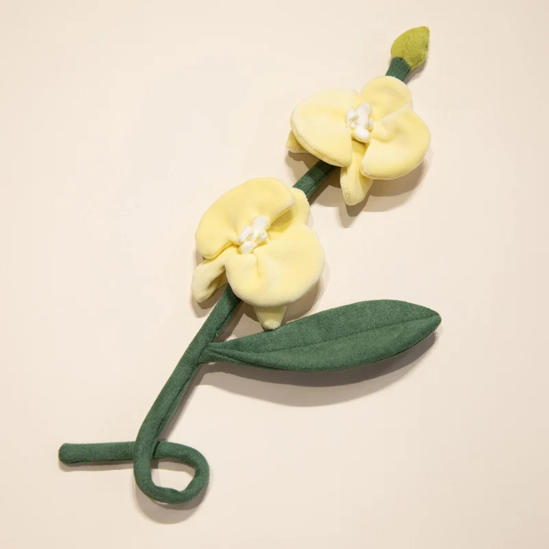 Plush Corduroy Tulip Cat Teaser Toy with Fluffy Pom Bud & Flexible Stem Stornfield