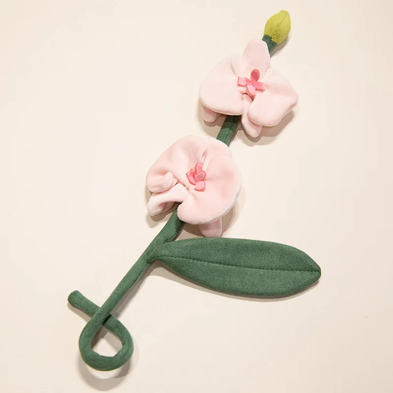 Plush Corduroy Tulip Cat Teaser Toy with Fluffy Pom Bud & Flexible Stem Stornfield