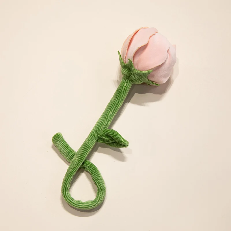 Plush Corduroy Tulip Cat Teaser Toy with Fluffy Pom Bud & Flexible Stem Stornfield