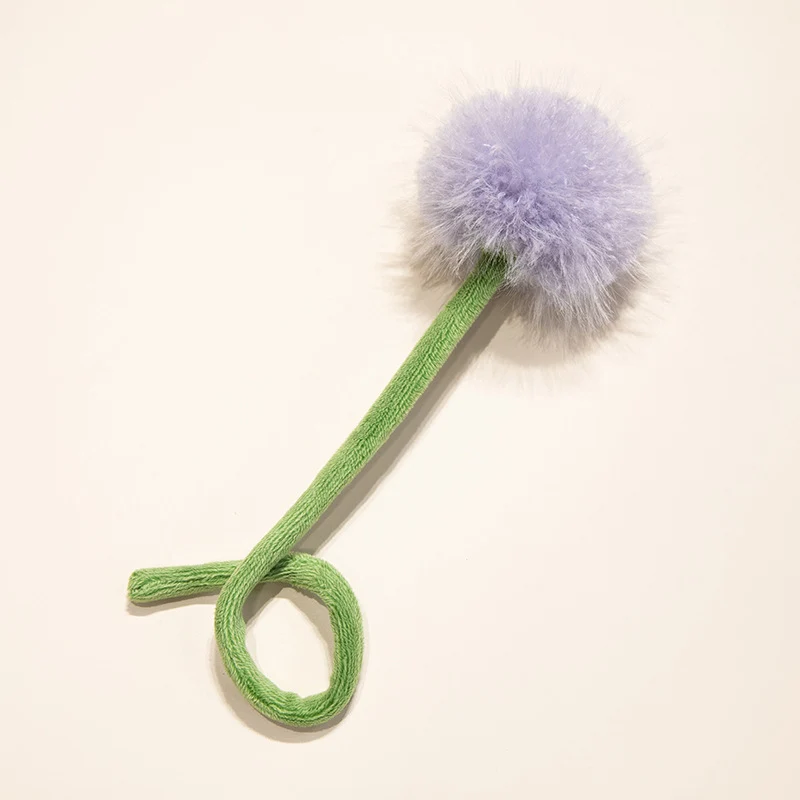 Plush Corduroy Tulip Cat Teaser Toy with Fluffy Pom Bud & Flexible Stem Stornfield