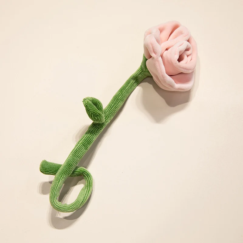 Plush Corduroy Tulip Cat Teaser Toy with Fluffy Pom Bud & Flexible Stem Stornfield