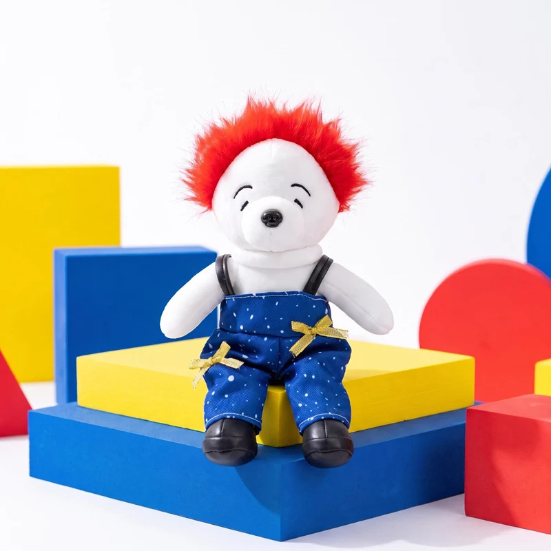 Plush Bear Character Doll with Faux-Fur Mohawk and Suspender Overalls Stornfield