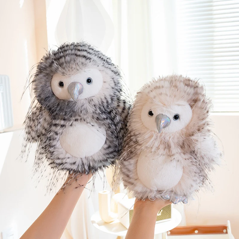 Plush Arctic Owl Decorative Stuffed Animal with Speckled Faux-Fur and Embroidered Features Stornfield