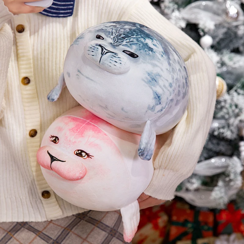 Oversized Round Seal Body Pillow with Weighted Core and Embroidered Anime Face Stornfield