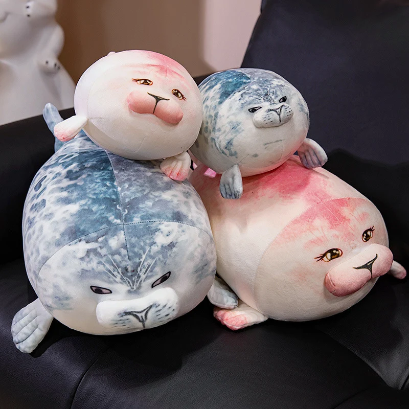 Oversized Round Seal Body Pillow with Weighted Core and Embroidered Anime Face Stornfield