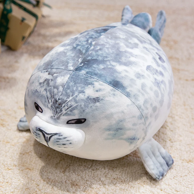 Oversized Round Seal Body Pillow with Weighted Core and Embroidered Anime Face Stornfield