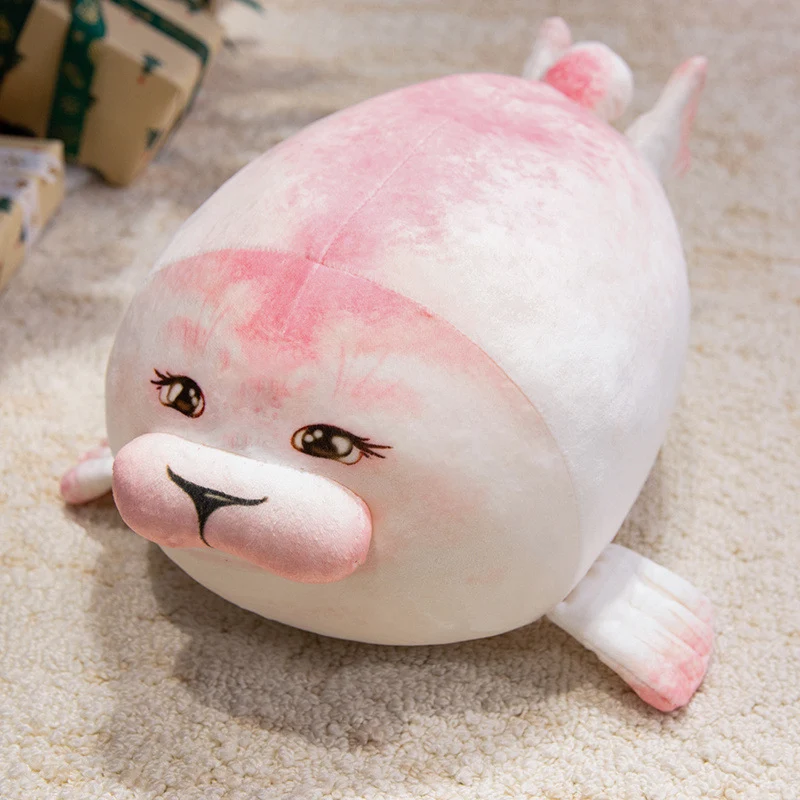 Oversized Round Seal Body Pillow with Weighted Core and Embroidered Anime Face Stornfield