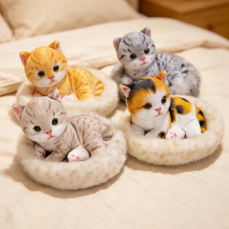 Mini Plush Calico Cat in Plush Cave Nest with Hanging Loop Stornfield