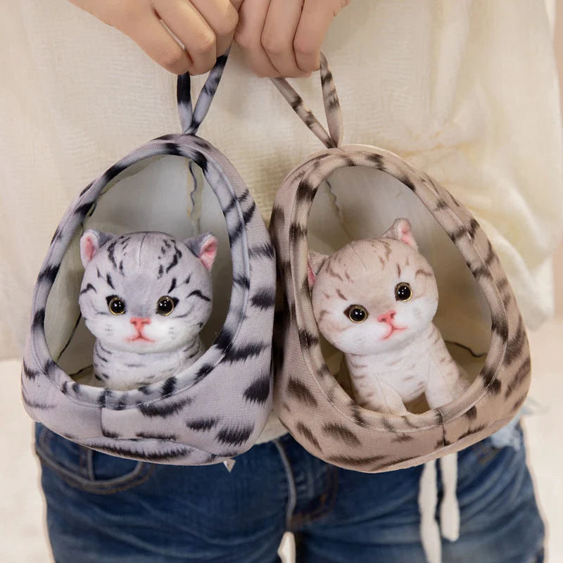 Mini Plush Calico Cat in Plush Cave Nest with Hanging Loop Stornfield