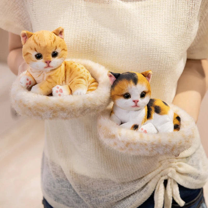 Mini Plush Calico Cat in Plush Cave Nest with Hanging Loop Stornfield