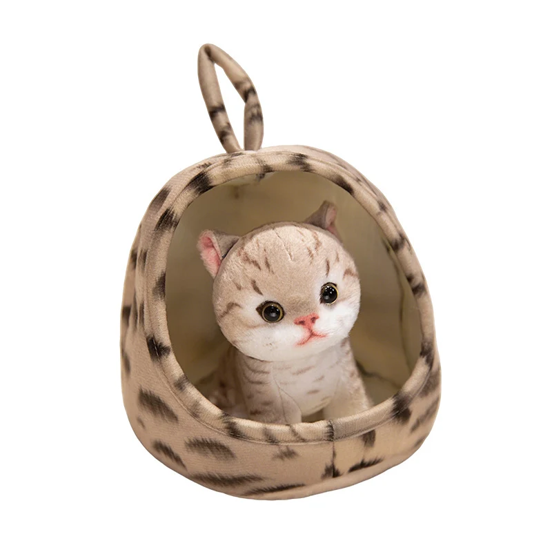Mini Plush Calico Cat in Plush Cave Nest with Hanging Loop Stornfield
