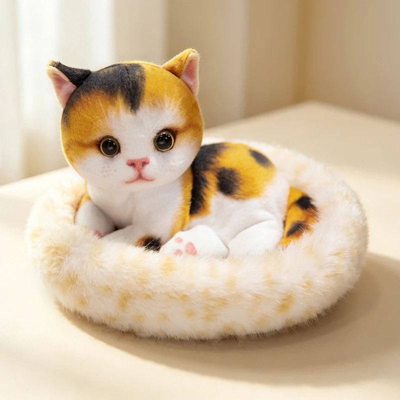 Mini Plush Calico Cat in Plush Cave Nest with Hanging Loop Stornfield