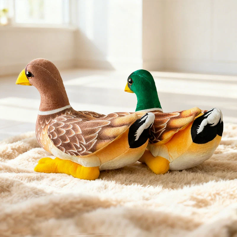 Mallard Duck Plush Companion with Embroidered Feather Pattern & Weighted Base Stornfield