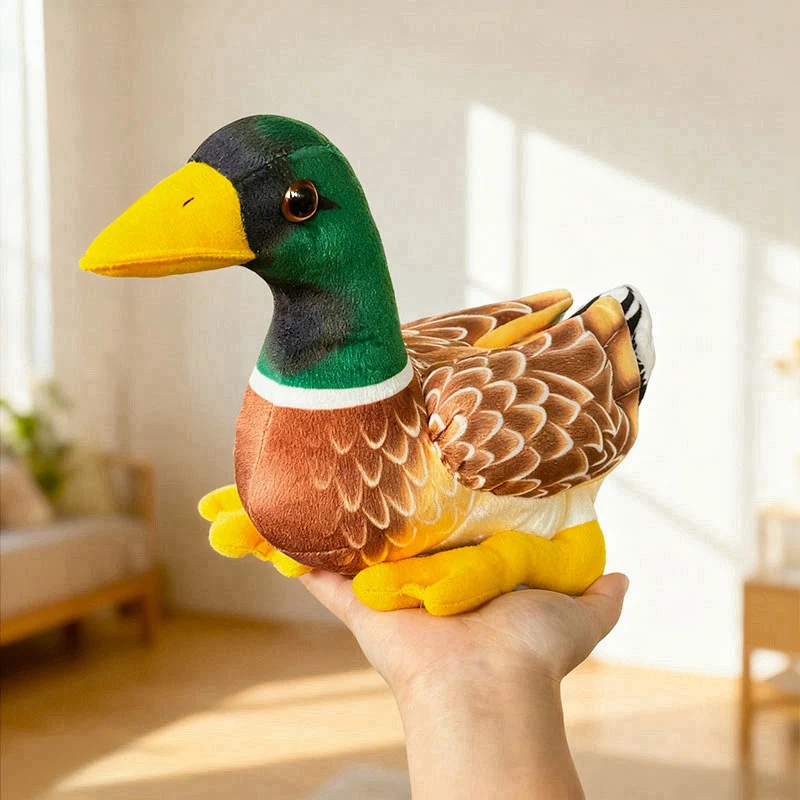 Mallard Duck Plush Companion with Embroidered Feather Pattern & Weighted Base Stornfield