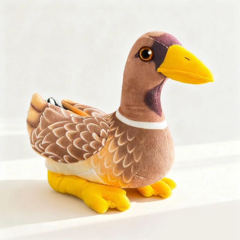 Mallard Duck Plush Companion with Embroidered Feather Pattern & Weighted Base Stornfield