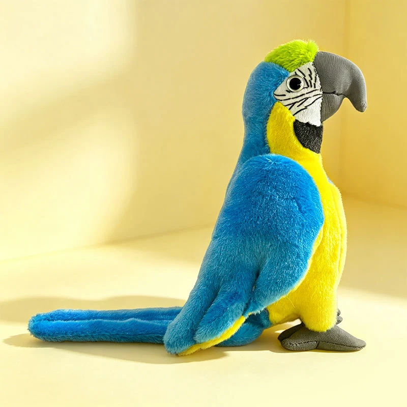 Lifelike Plush Parrot Toy with Embroidered Beak and Poseable Feet Stornfield