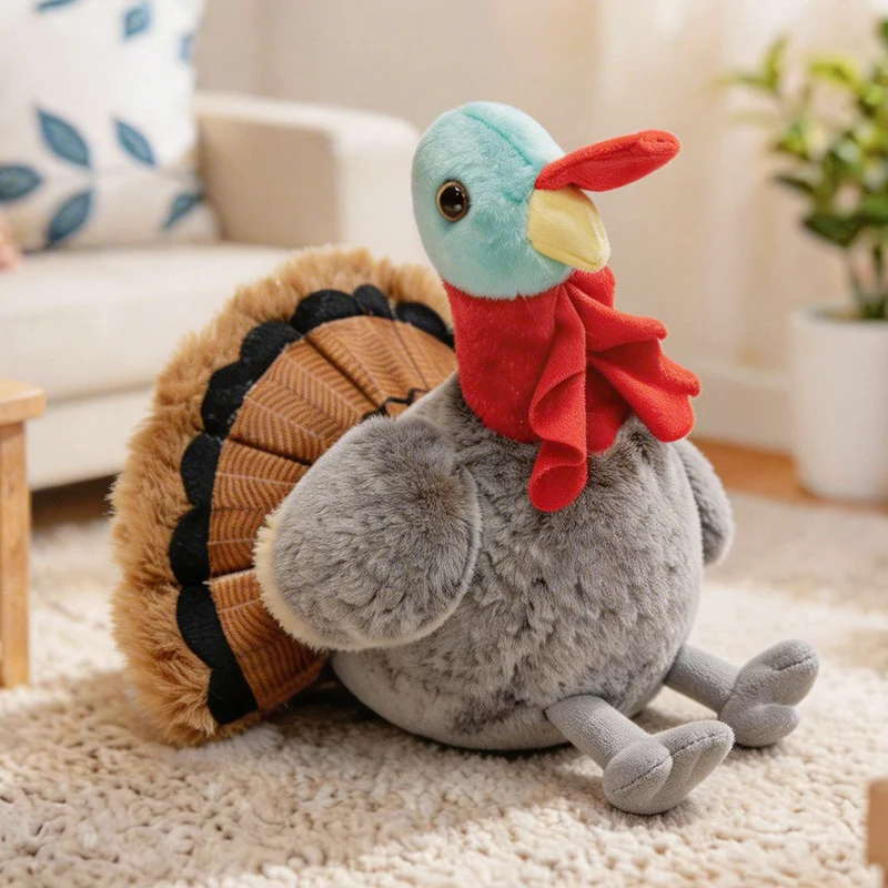 Lifelike Plush Hen Floor Cushion with Fluffy Faux Fur and Embroidered Face Stornfield