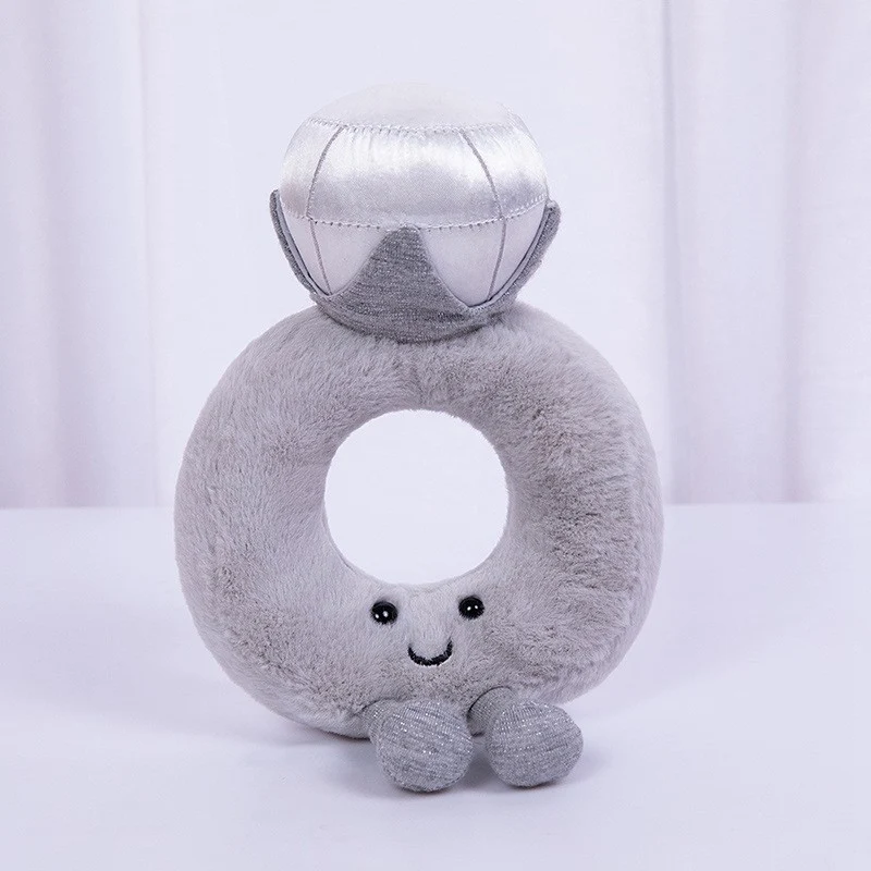 Round Donut-Shaped Plush Decorative Pillow Toy with Embroidered Face & Metallic Crown Stornfield