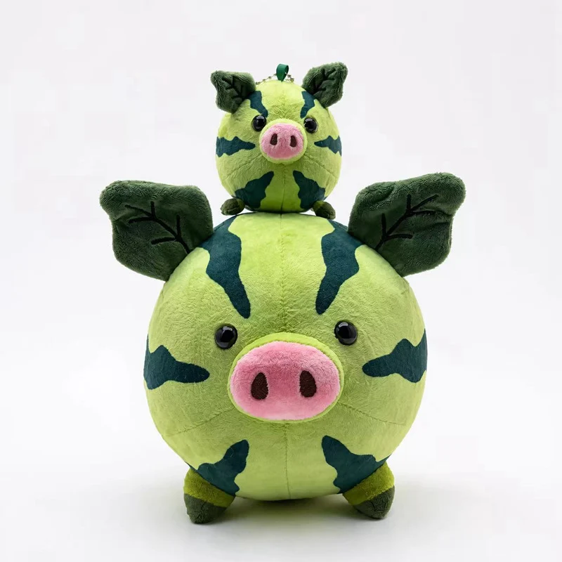 Round Camouflage Pig Plush Collectible Soft Toy with Leaf-Shaped Ears Stornfield