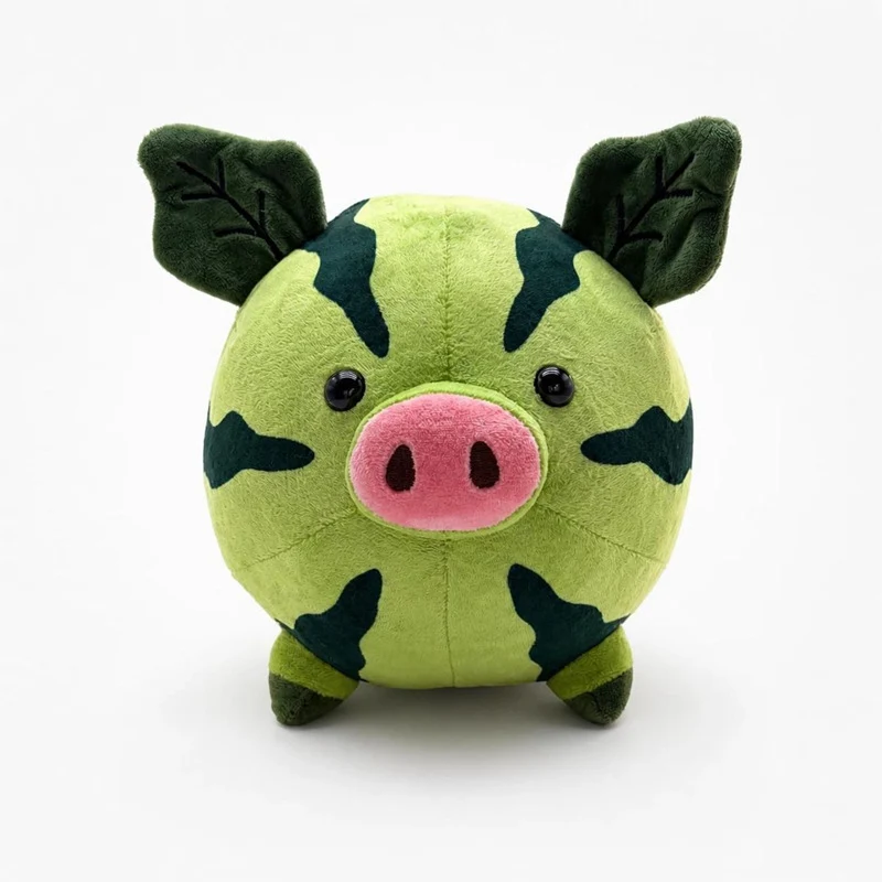 Round Camouflage Pig Plush Collectible Soft Toy with Leaf-Shaped Ears Stornfield