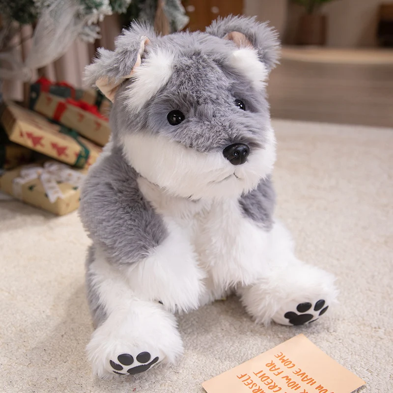 Realistic Sitting Husky-Style Plush Companion with Weighted Huggable Core and Embroidered Paw Soles Stornfield
