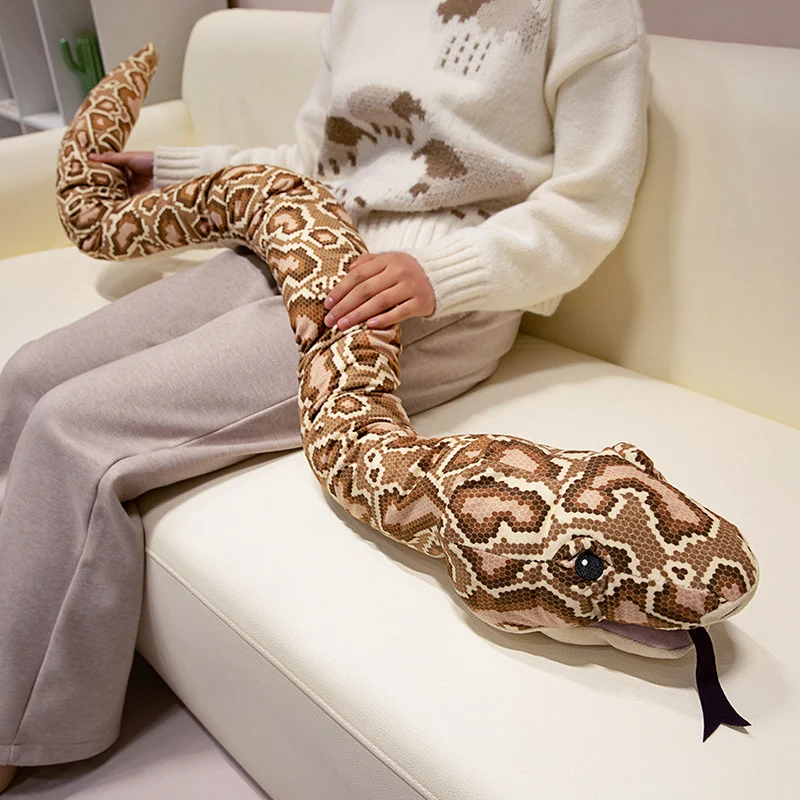 Realistic Serpentine Plush Body Pillow with Soft Fabric and Embroidered Details Stornfield