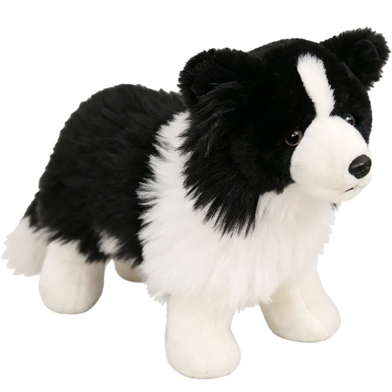 Realistic Border Collie Soft Plush Toy with Fluffy Long Fur Stornfield