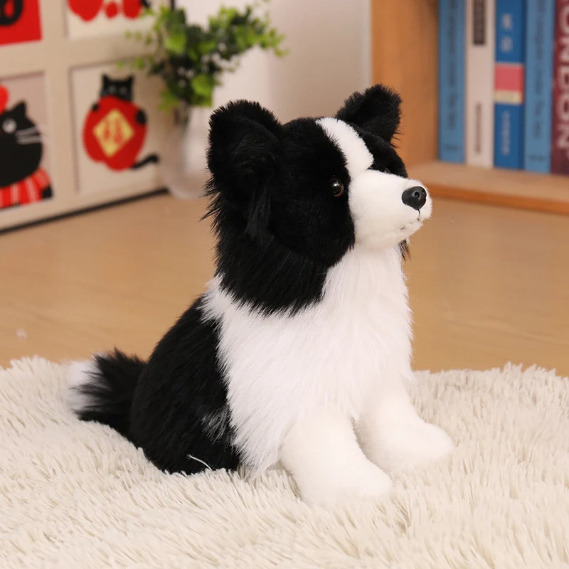 Realistic Border Collie Soft Plush Toy with Fluffy Long Fur Stornfield