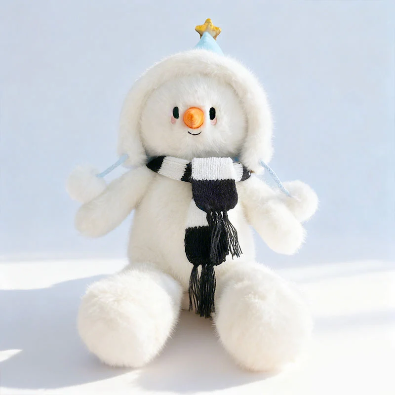 Plush Snowman Sitting Cuddle Toy with Knitted Stripe Scarf & Faux-Fur Aviator Hat Stornfield