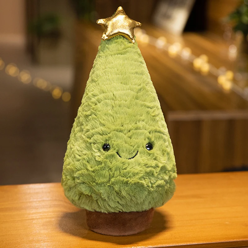 Plush Smiling Christmas Tree Cuddle Toy with Shimmer Star Top & Soft Faux-Fur Stornfield