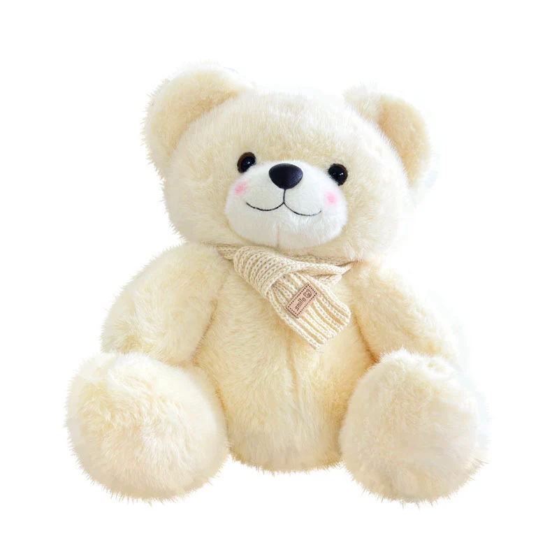 Plush Sitting Teddy Bear with Ultra-Soft Faux Fur and Knit Scarf Stornfield
