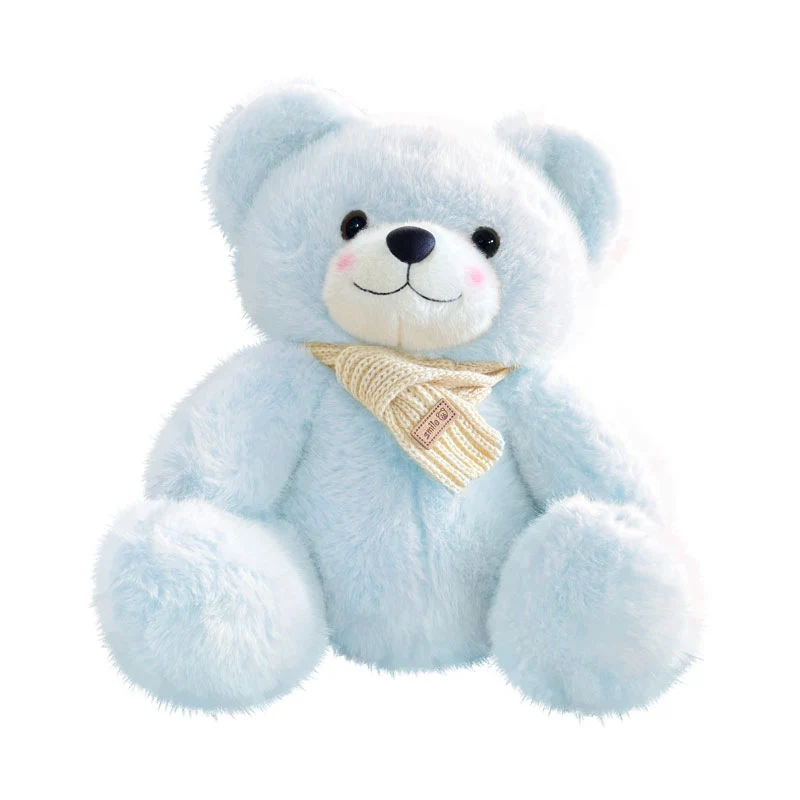 Plush Sitting Teddy Bear with Ultra-Soft Faux Fur and Knit Scarf Stornfield