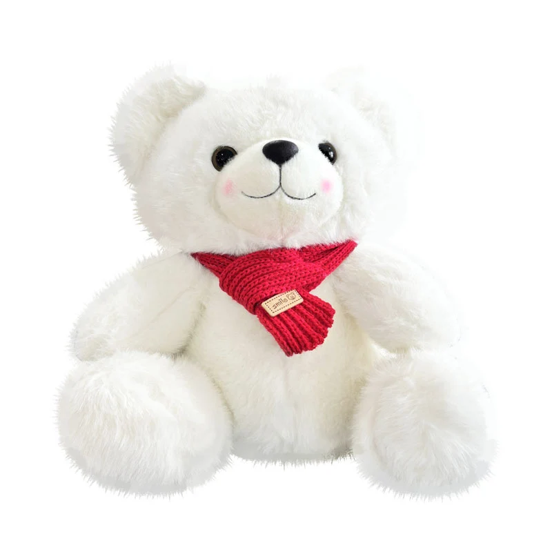 Plush Sitting Teddy Bear with Ultra-Soft Faux Fur and Knit Scarf Stornfield