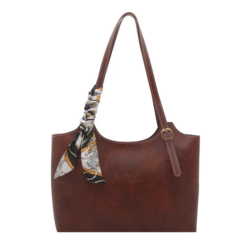 Elegante Faux-Leder Tote Handtasche mit Schal-Detail